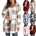 thumbnail image 1 of Women's Winter Coats Soft Fleece Lined Open Front Windproof Warm Winter Hoodie Jacket with Rib Cuffs and Side Pockets., 1 of 4