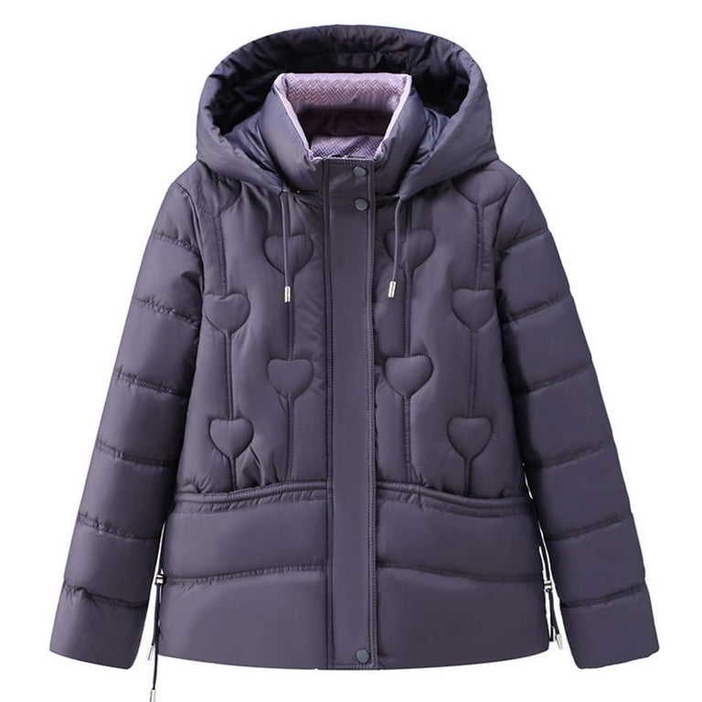 Women s Winter Coats Solid Color Heart Shaped Windproof Short Length Stylish with Pockets And Zipper Closure Jackets for Women Walmart