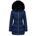 thumbnail image 1 of Women's Winter Coats Waterproof Windproof Warm Thicken Hooded Puffer Jacket, Navy 3XL, 1 of 7