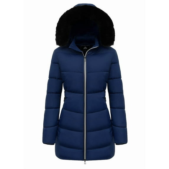 Women's Winter Coats Waterproof Windproof Warm Thicken Hooded Puffer Jacket, Navy 3XL