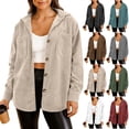 thumbnail image 1 of Women's Winter Corduroy Jacket Button Down Shirt Jacket Top with Pockets Casual Long Sleeve Outerwear for Daily Wear Streetwear Travel Fashion Essential Gift for Women | CSEONE,Green L, 1 of 9