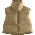 thumbnail image 1 of Women's Winter Cropped Puffer Vest Crop Jackets For Women Full Zip Stand Collar Padded Lightweight Outwear Vest, 1 of 12