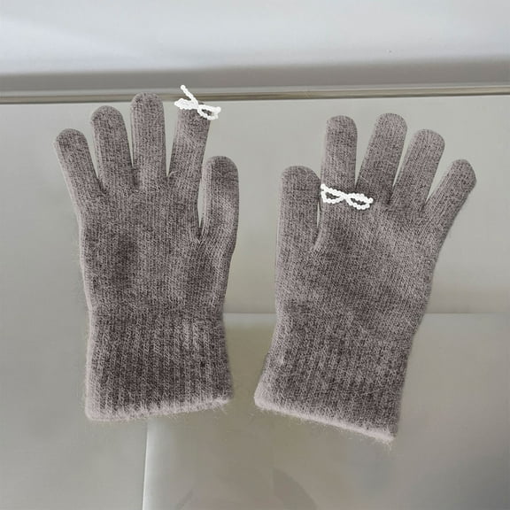 Women's Winter Cycling Gloves with Pearl Bow Accent and Furry Lining for Enhanced Warmth and Style
