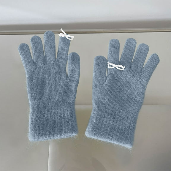 Women's Winter Cycling Gloves with Pearl Bow Accent and Furry Lining for Enhanced Warmth and Style