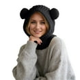 thumbnail image 1 of Women's Winter Cycling Windproof Head Cover - Full Face Cold-Proof Cap, Knitted Bear Design Warm Face-Protecting Hat,Size:One Size, 1 of 4