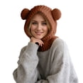 thumbnail image 1 of Women's Winter Cycling Windproof Head Cover - Full Face Cold-Proof Cap, Knitted Bear Design Warm Face-Protecting Hat,Size:One Size, 1 of 4