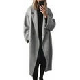thumbnail image 1 of Women's Winter Double Breasted Casual Coat Long Sleeve Notch Lapel Long Trench Coat, 1 of 9