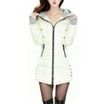 thumbnail image 1 of Women's Winter Down Parkas Long Sleeve Plush Padded Windbreaker Coats Warm Casual Comfortable Hooded Outerwear Beige M, 1 of 4