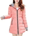 thumbnail image 1 of Women's Winter Down Parkas Long Sleeve Plush Padded Windbreaker Coats Warm Casual Comfortable Hooded Outerwear Pink XL, 1 of 5