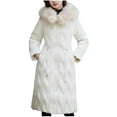 thumbnail image 1 of Women's Winter Down Parkas Long Sleeve Plush Padded Windbreaker Coats Warm Casual Comfortable Hooded Outerwear White XL, 1 of 5