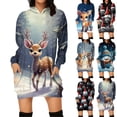 thumbnail image 1 of Women's Winter Dresses Fashion Women Christmas Prints Letter Print Hooded Pockets Sweatshirt Dress, Fall and Winter Comfortable Dress with Festive Design,Red,M, 1 of 6