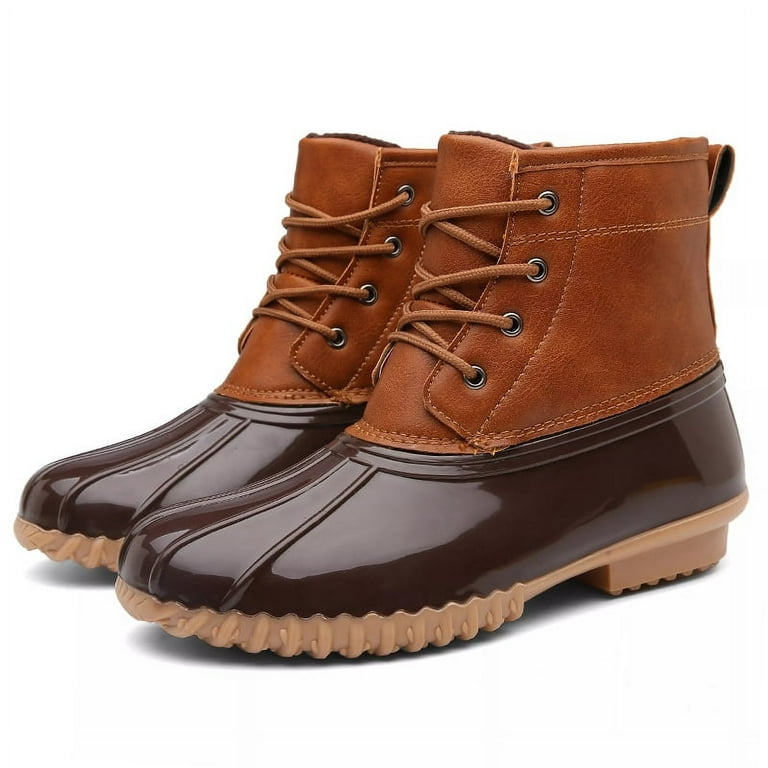Women's Winter Duck Boots, Waterproof Snow Boots with Lace Up Anti