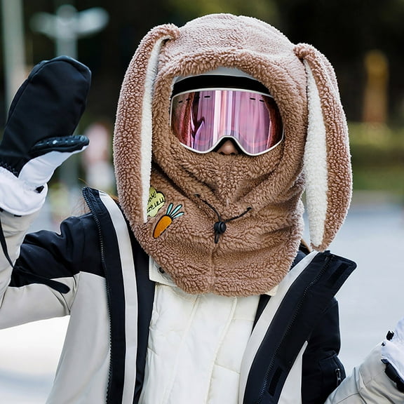 Women's Winter Ear Flap Hat with Extended Ear Protection, Thermal Fleece Lined Windproof Ski Mask for Cycling Skiing Snowboarding Cold Weather Activities