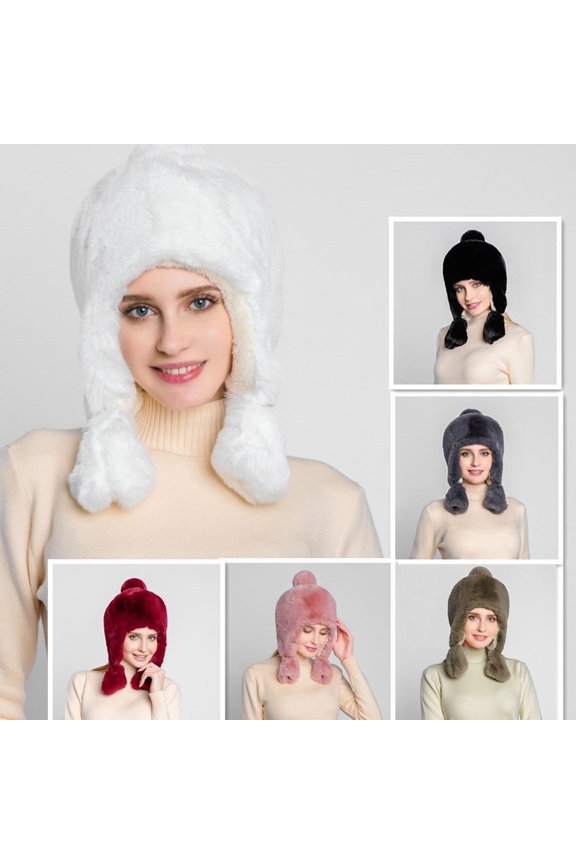 Women's Winter Earmuff Hat, Thick Fleece Lined Ear Warmer Cap, Windproof Cold Weather Hat for Skiing, Snowboarding, Outdoor Activities and Daily Commute-Black