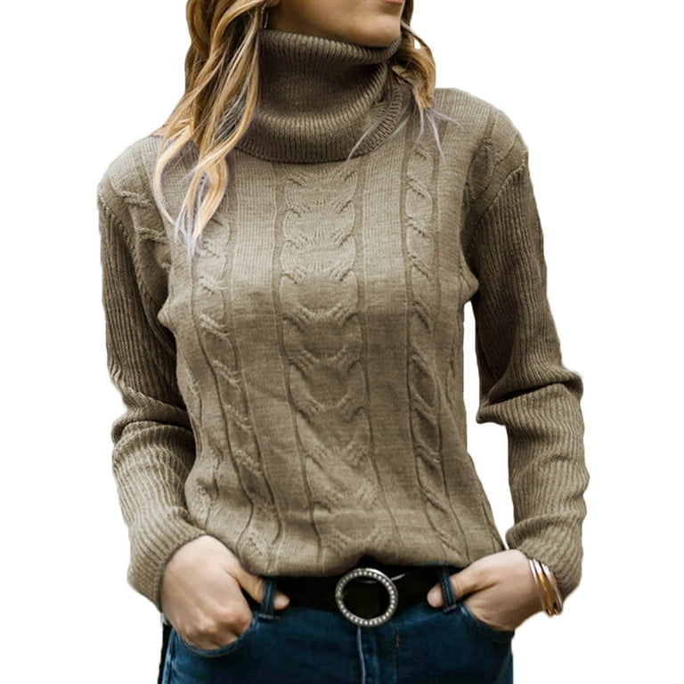 Women s Winter Fashion Chunky Knit Turtleneck Thermal Sweater