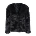 thumbnail image 1 of Women's Winter Fashion Fuzzy Jacket - Long-Sleeve Solid Color Short Faux Fur Coat, Black, XXL, 1 of 3