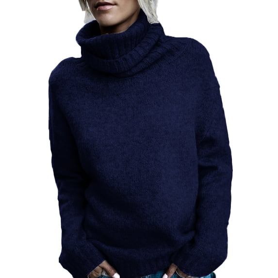 Women's Winter Fashion Solid Color Thick Knit Warm Short Turtleneck Sweater