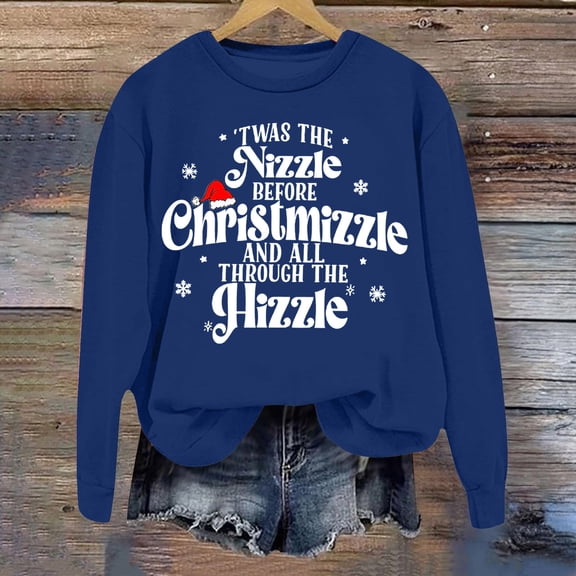 Women's Winter Fashion Sweatshirt Festive Christmas Print Round Neck Top Polyester US UK EU Sizes