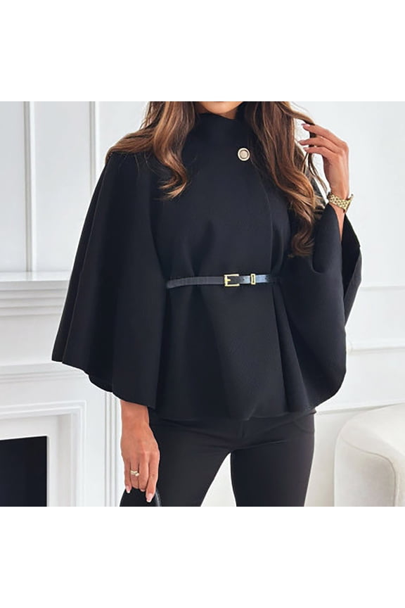 Women's Winter Fashion Temperament Elegant Wind Solid Color Waist Strap Woolen Cloak Coat Sparkly Scarf Top Dress Cover up Jacket Womens Scarf Wrap Bridal Ballet Womens Neck Scarf Lightweight Summer
