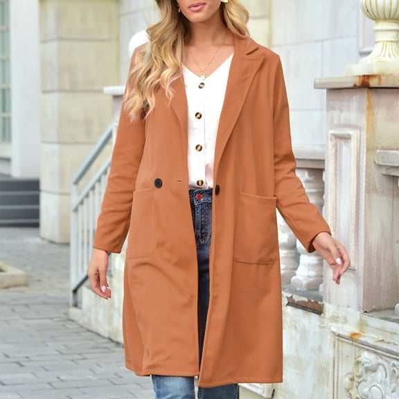 Women's Winter Fashion Trench Coat Windbreaker Double Breasted Overcoat Long Sleeve