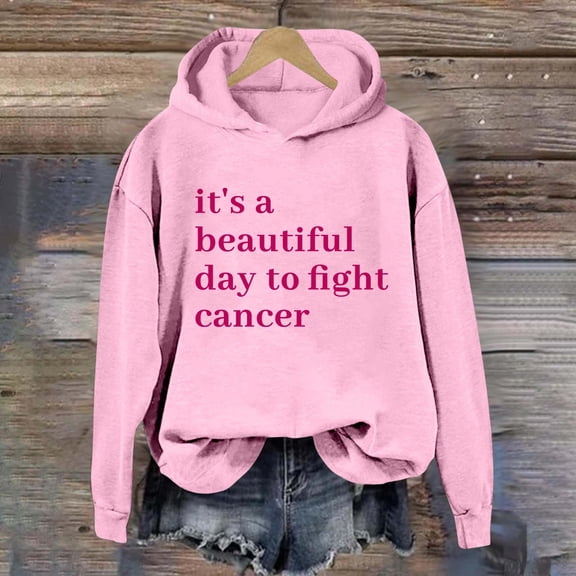 Women's And Winter Fashionable Cancer Text Printed Hooded Sweatshirt Christmas Womens Sweatshirts Sweaters Apparel Shirt Dressy Sweater Jacket Women Hoodies Teen Girls Winged Sweatshirt Women Baggy