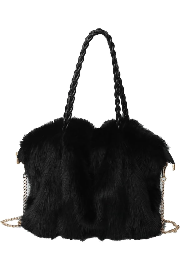 Women's Winter Faux Fur Bag Women's Faux Fur Tote Bag Handbag Faux Fur Shoulder Bag Faux Fur Crossbody Bag
