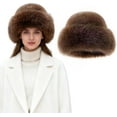 thumbnail image 1 of Women's Winter Faux Fur Bucket Hat, 2026 New Warm Faux Mink Plush Hat Fluffy Fisherman Fuzzy Bucket Hat, 1 of 7