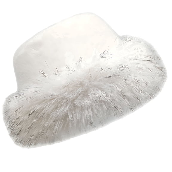 Women's Winter Faux Fur Bucket Hat – Warm Fuzzy Plush Thickened Fisherman Hat, Foldable Travel-Friendly Design, Cozy Winter Accessory with 22-23" Snug Fit, Flattering Brim for Daily & On-the-Go Wear