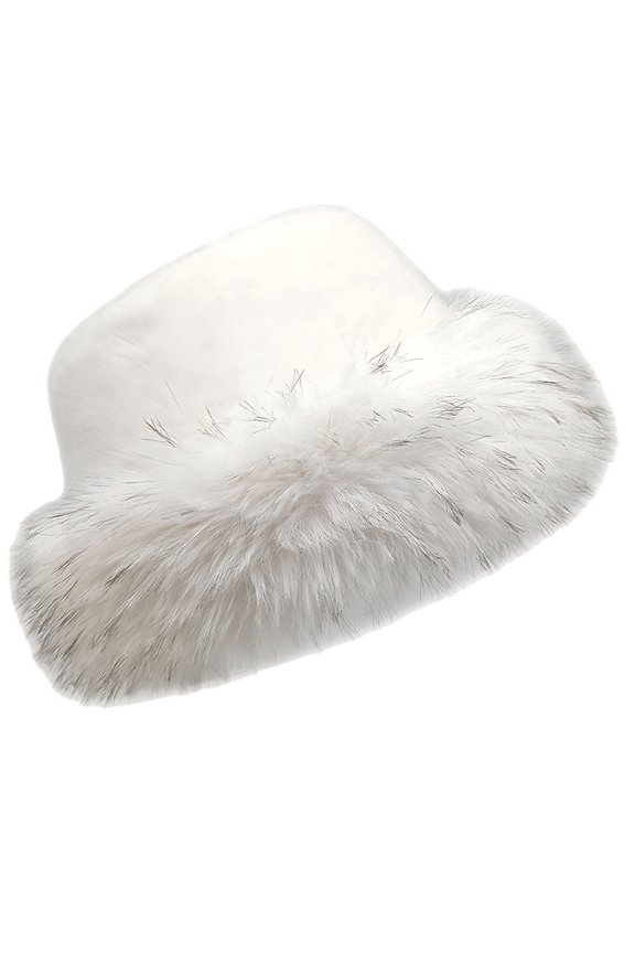 Women's Winter Faux Fur Bucket Hat  Warm Fuzzy Plush Thickened Fisherman Hat, Foldable Travel-Friendly Design, Cozy Winter Accessory with 22-23" Snug Fit, Flattering Brim for Daily & On-the-Go Wear