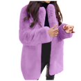 thumbnail image 1 of Women's Winter Faux Fur Coat - Long-Sleeve Lapel Solid Color Warm Outerwear, Purple, 5XL, 1 of 3