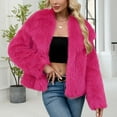 thumbnail image 1 of Women's Winter Faux Fur Coat with Turn Down Collar Long Sleeve Warm Jacket Outerwear for Ladies Casual Plus Size, 1 of 6