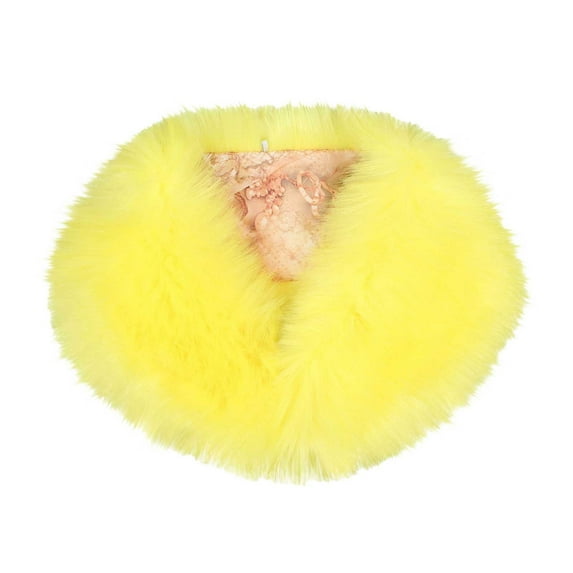 Women's Winter Faux Fur Scarf Collar, Warm Shawl Neck Wrap with Animal-Friendly Plush Material, Vintage 1920s Inspired Fashion Accessory for Cold Weather, Themed Parties and Holiday Events - Yellow