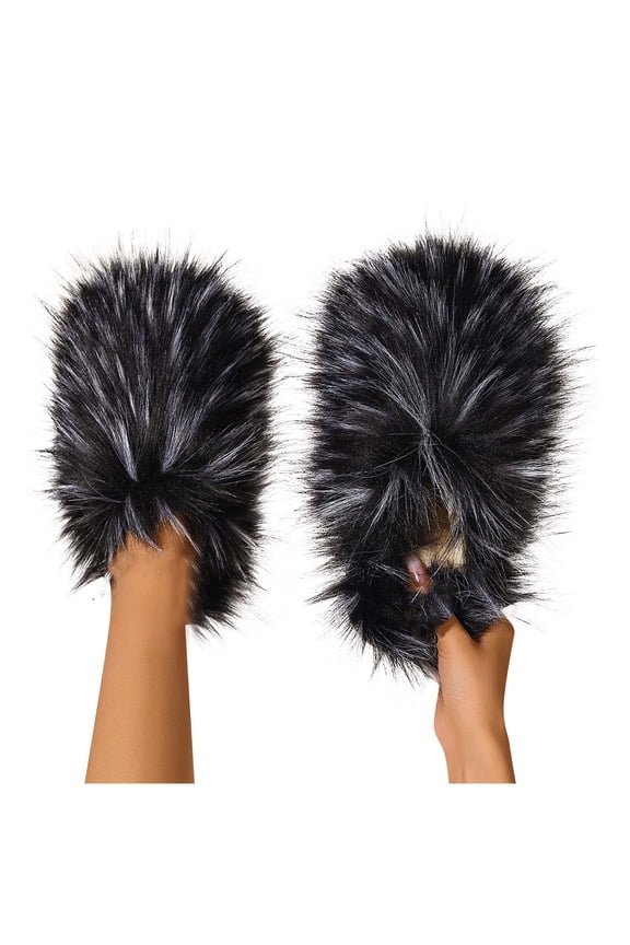 Women's Winter Faux Fur Slides House Slippers Fluffy Sandals Furry Slide Indoor Outdoor