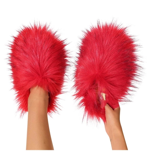 CHUMUD Women's Winter Faux Fur Slides House Slippers Fluffy Sandals Furry Slide Indoor Outdoor