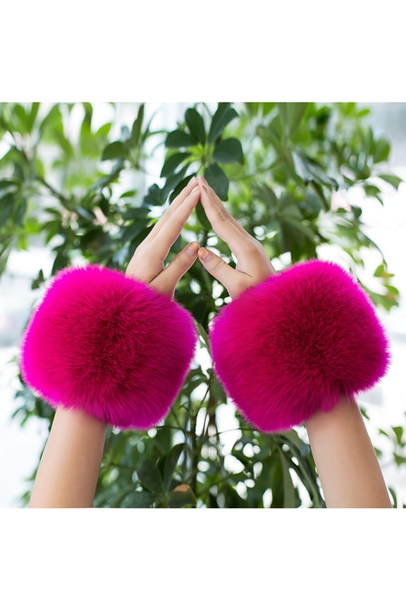 Women's Winter Faux Fur Wrist Cuffs, Plush Elastic Wrist Warmers, Soft Stretchable Wristbands for Cold Weather, Fashion Wrist Accessories for Daily Wear, Decorative Wrist Covers for Women and Girls