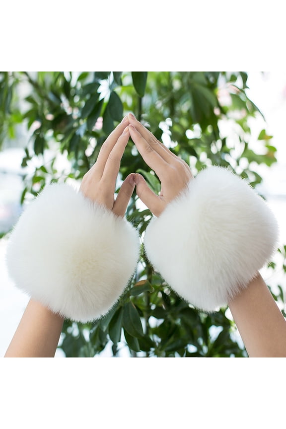 Women's Winter Faux Fur Wrist Cuffs, Plush Elastic Wrist Warmers, Soft Stretchable Wristbands for Cold Weather, Fashion Wrist Accessories for Daily Wear, Decorative Wrist Covers for Women and Girls