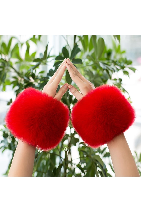 Women's Winter Faux Fur Wrist Cuffs, Plush Elastic Wrist Warmers, Soft Stretchable Wristbands for Cold Weather, Fashion Wrist Accessories for Daily Wear, Decorative Wrist Covers for Women and Girls