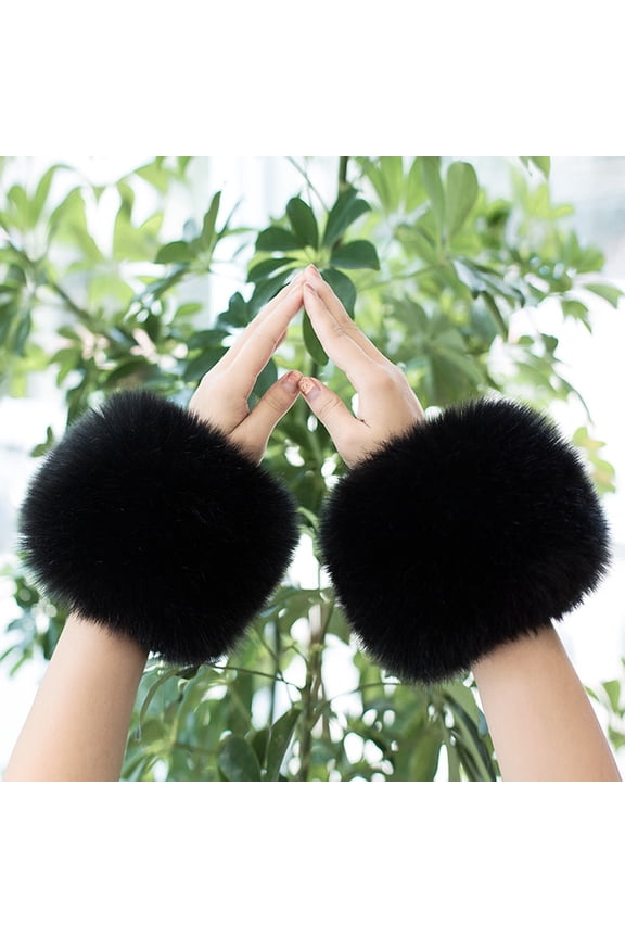 Women's Winter Faux Fur Wrist Cuffs, Plush Elastic Wrist Warmers, Soft Stretchable Wristbands for Cold Weather, Fashion Wrist Accessories for Daily Wear, Decorative Wrist Covers for Women and Girls
