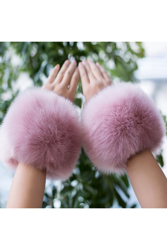 Women's Winter Faux Fur Wrist Cuffs, Plush Elastic Wrist Warmers, Soft Stretchable Wristbands for Cold Weather, Fashion Wrist Accessories for Daily Wear, Decorative Wrist Covers for Women and Girls