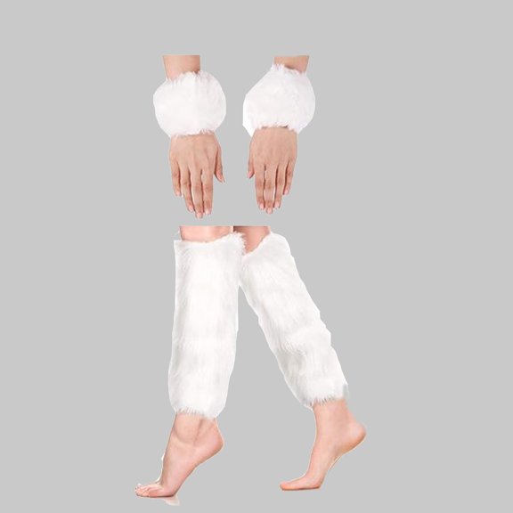 Women's Winter Faux Fur Wrist & Foot Warmers Set, Plush Fleece-Lined Cuff Covers with Non-Slip Sole,Thermal Ankle and Wrist Protection for Cold Weather, 2-Piece Comfort Set for Indoor and Outdoor Use