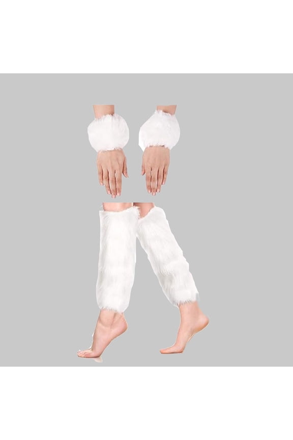 Women's Winter Faux Fur Wrist & Foot Warmers Set, Plush Fleece-Lined Cuff Covers with Non-Slip Sole,Thermal Ankle and Wrist Protection for Cold Weather, 2-Piece Comfort Set for Indoor and Outdoor Use