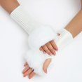 thumbnail image 1 of Women's Winter Fingerless Gloves with Fuzzy Faux Furry Cuff Warm Half Finger Hand Warmers for Daily Wear Party, 1 of 2
