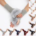 thumbnail image 1 of Women's Winter Fingerless Gloves with Fuzzy Faux Furry Cuff Warm Half Finger Hand Warmers for Daily Wear Party, 1 of 2