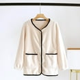 thumbnail image 1 of Women's Winter Flannel Jacket Fuzzy Fleece Pajama Tops Long Sleeve Warm Sleepwear Button up Coat with Pockets New Sleepshirts for Women Plus Size Beige M, 1 of 3