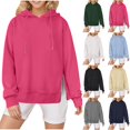 thumbnail image 1 of Women's Winter Fleece Hoodies & Sweatshirts Casual Hooded Long Sleeved Loose Solid Color Tunic Pullover Sizes S-2XL Up To 65% Off!, 1 of 7