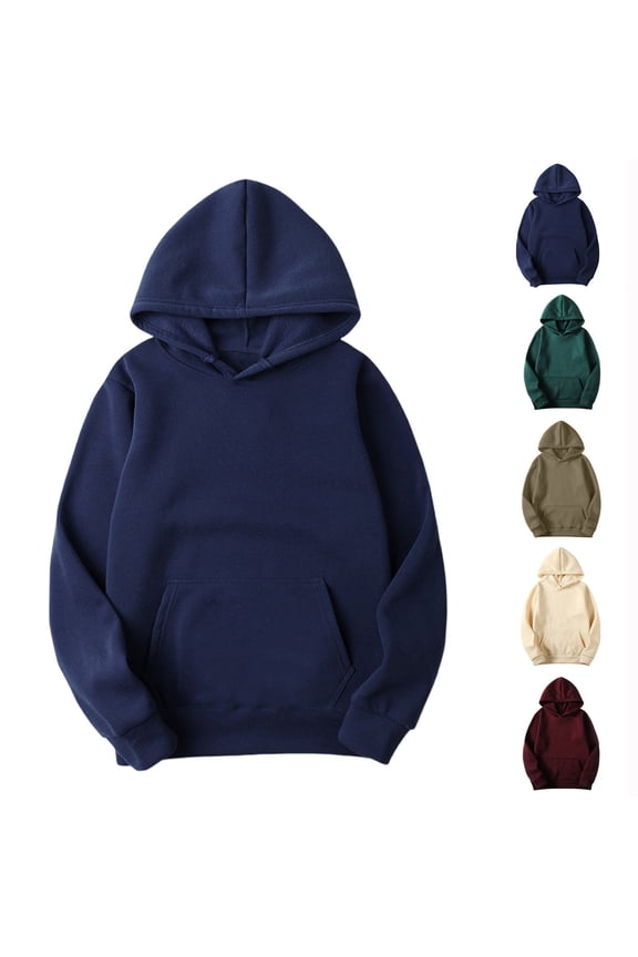 Women's Winter Fleece Hoodies & Sweatshirts Casual Long Sleeved Hooded Pocket Navy Hoodie Pullover (Available in Plus Size) Sizes S-3XL Up To 65% Off!