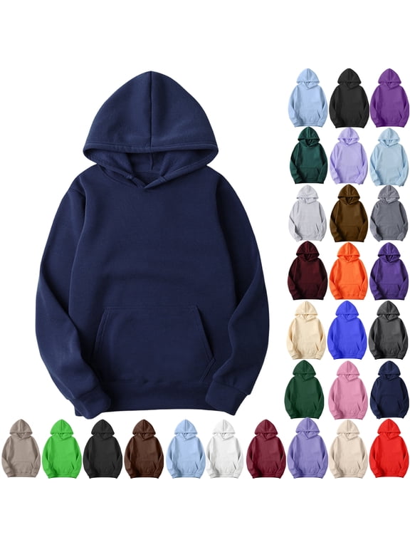 Women's Winter Fleece Hoodies & Sweatshirts Casual Long Sleeved Hooded Pocket Navy Pullover (Available in Plus Size)