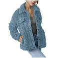 thumbnail image 1 of Women's Winter Fleece Jacket Long Sleeve Lapel Button Down Coats Trendy Sherpa Jacket Casual Outerwear with Pockets, 1 of 5