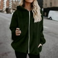 thumbnail image 1 of Women's Winter Fleece Jacket - Women Winter Long Sleeve Hooded Sweatshirts with Pockets Full Zip Hoodies with Pockets Lightweight Fuzzy Fleece Fall Jackets Sweater Coat Outerwear Army Green 4XL, 1 of 5
