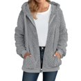 thumbnail image 1 of Women's Winter Fleece Jacket Zip Up Hooded Sherpa Fuzzy Coat Solid with Pockets Warm Fluffy Outerwear, 1 of 6